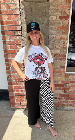 CHECKERED & BLACK FLARE BOTTOMS