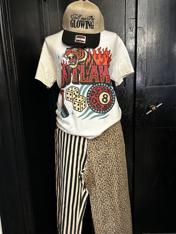 CHEETAH AND STRIPED JEANS